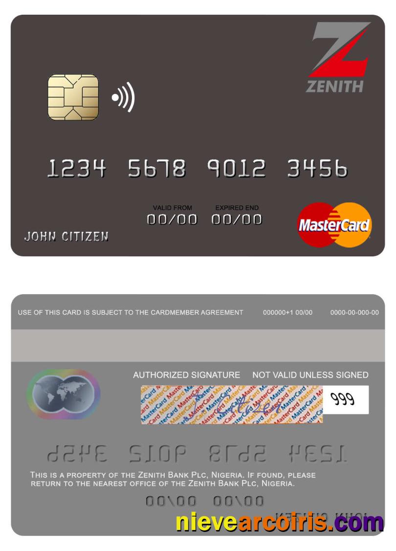 Nigeria Zenith Bank Plc mastercard 